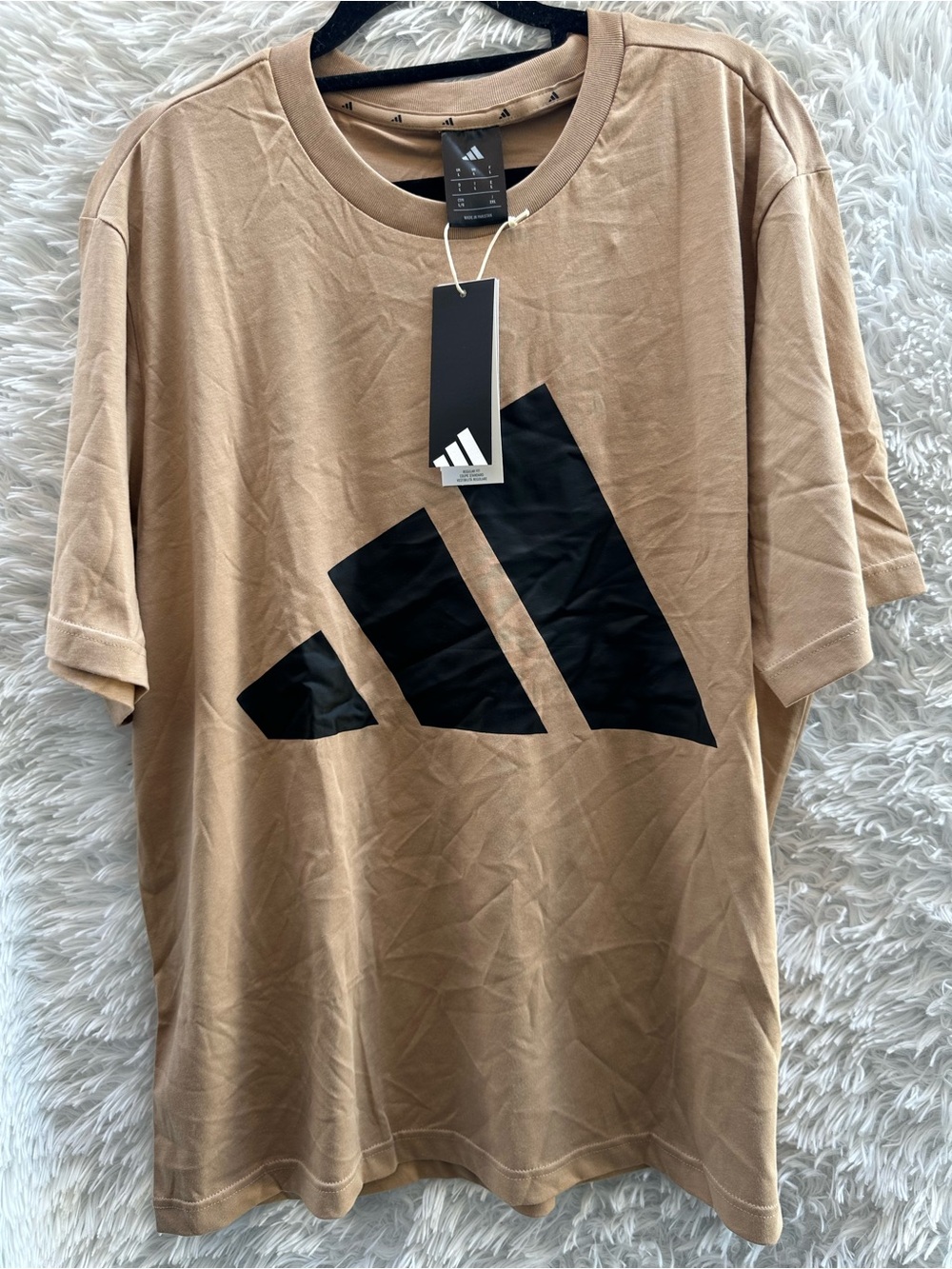 Adidas Men’s Tan Short-Sleeve Tee with Black Logo